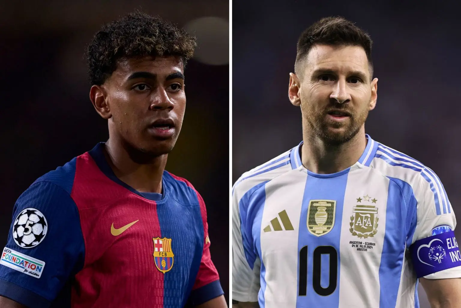 Lamine Yamal (Spanien) und Lionel Messi (Argentinien) — WM 2026 Finale